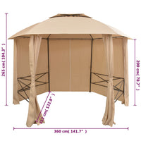 Gazebo Padiglione da Giardino con Tende Esagonale 360x265 cm 43166