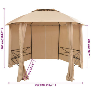 Gazebo Padiglione da Giardino con Tende Esagonale 360x265 cm 43166