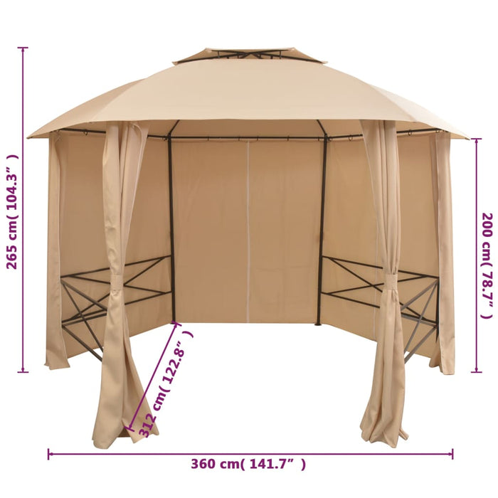Gazebo Padiglione da Giardino con Tende Esagonale 360x265 cm 43166