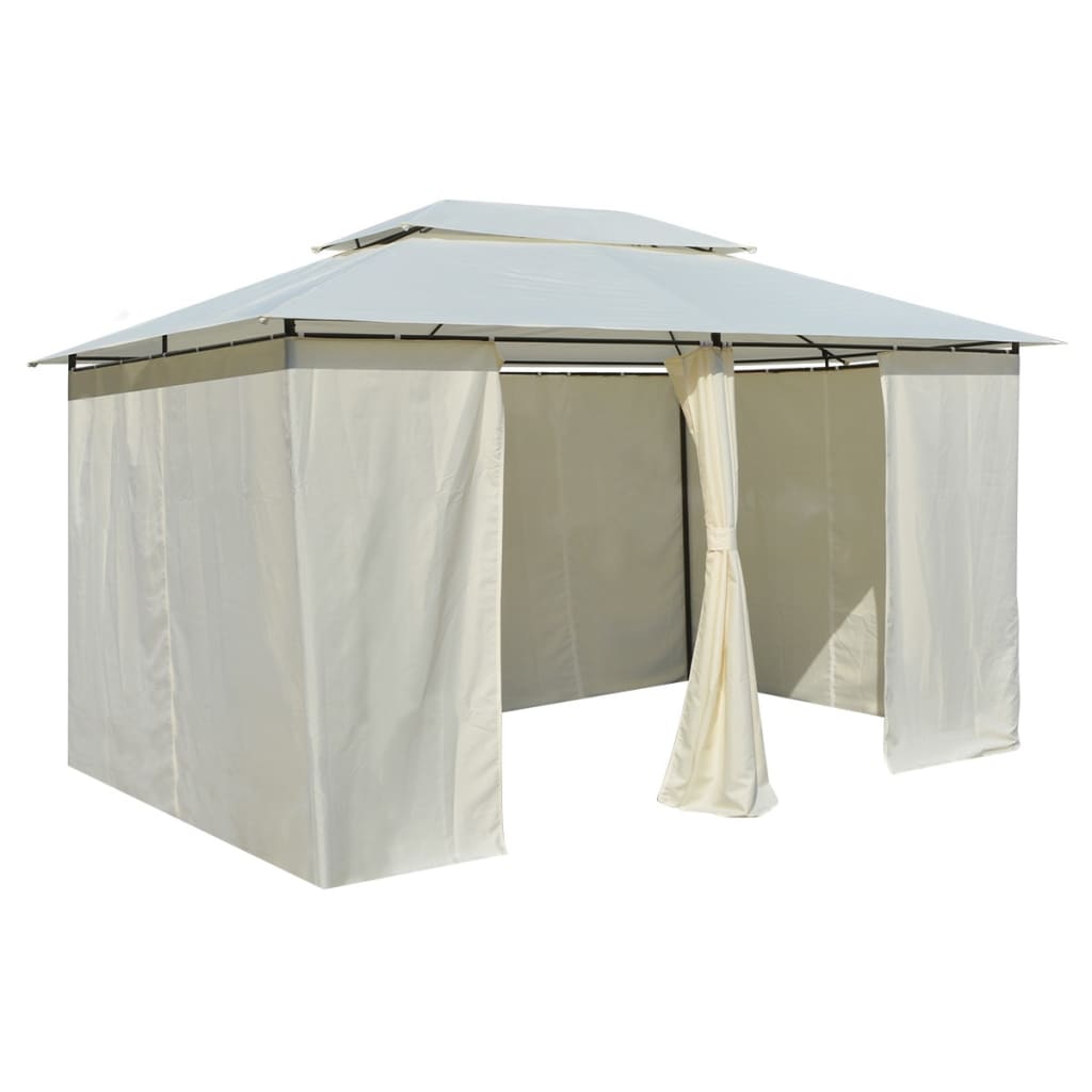 Gazebo da Giardino con Tende 4x3 m Bianco