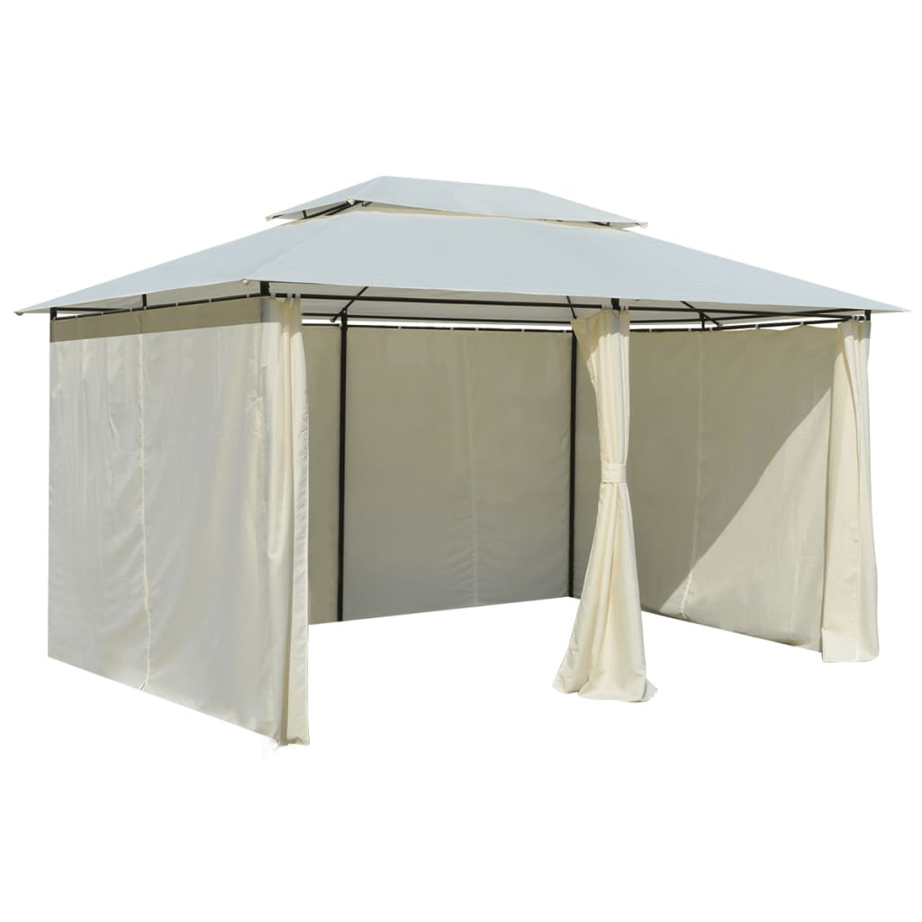 Gazebo da Giardino con Tende 4x3 m Bianco 43216