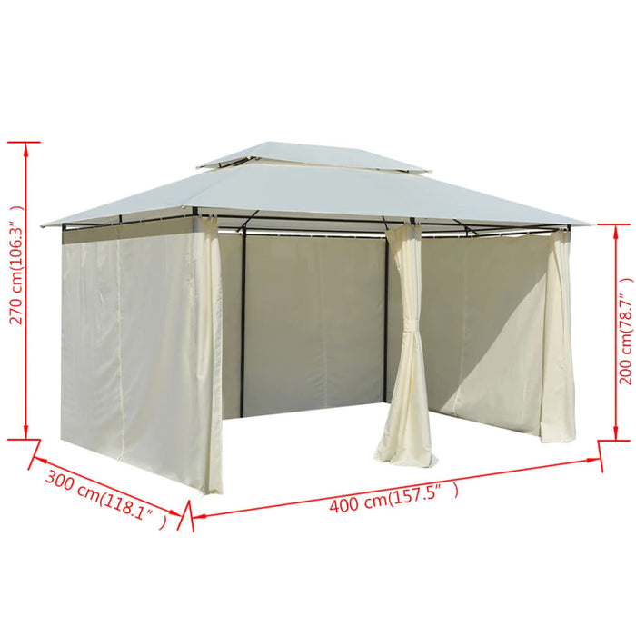 Gazebo da Giardino con Tende 4x3 m Bianco 43216