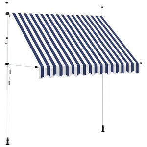 Tenda da Sole Retrattile Manuale 250 cm a Strisce Blu e Bianche 43221