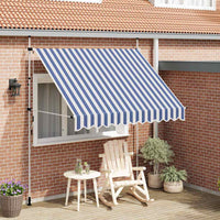 Tenda da Sole Retrattile Manuale 250 cm a Strisce Blu e Bianche 43221