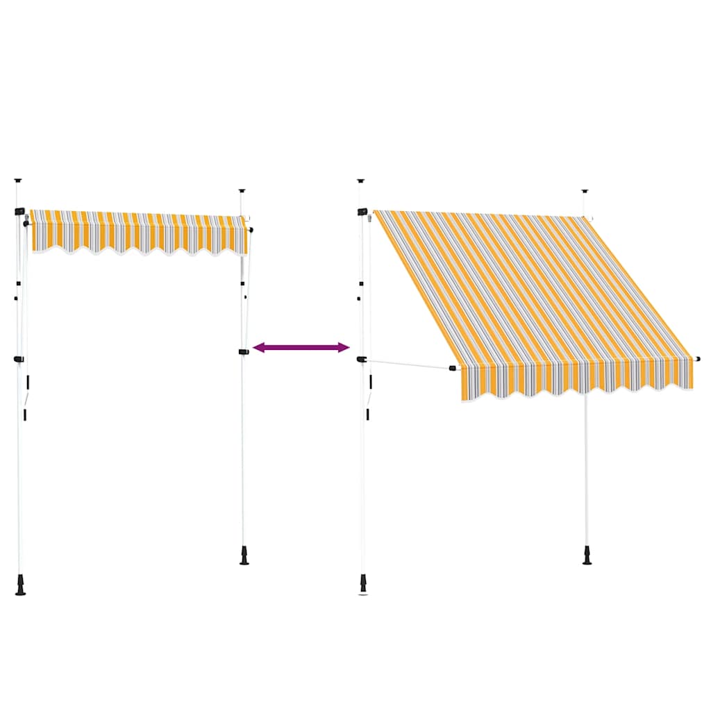 Tenda da Sole Retrattile Manuale 200 cm a Strisce Blu e Gialle 43226