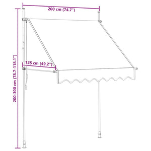 Tenda da Sole Retrattile Manuale 200 cm a Strisce Blu e Gialle 43226