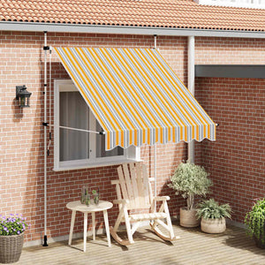 Tenda da Sole Retrattile Manuale 200 cm a Strisce Blu e Gialle 43226