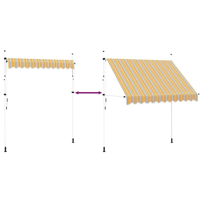 Tenda da Sole Retrattile Manuale 250 cm a Strisce Blu e Gialle 43227