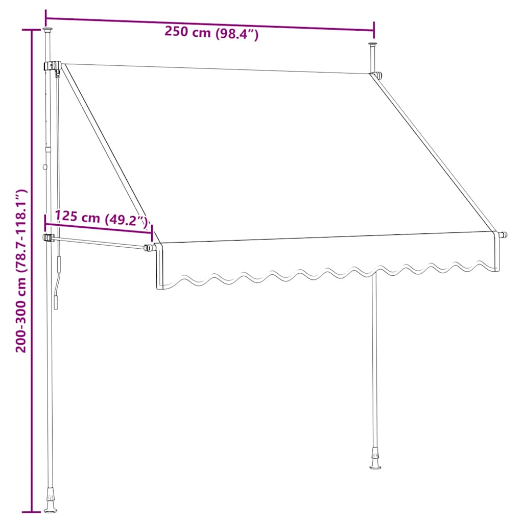 Tenda da Sole Retrattile Manuale 250 cm a Strisce Blu e Gialle 43227