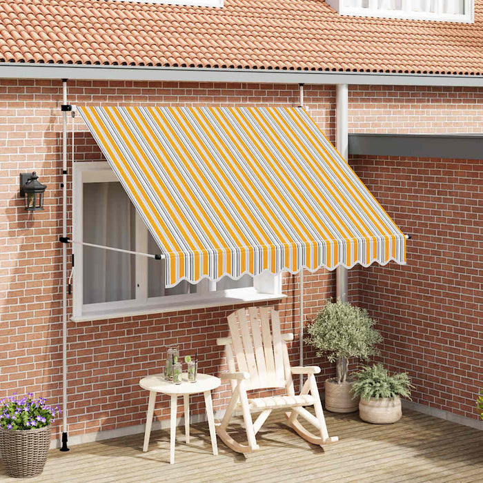 Tenda da Sole Retrattile Manuale 250 cm a Strisce Blu e Gialle 43227