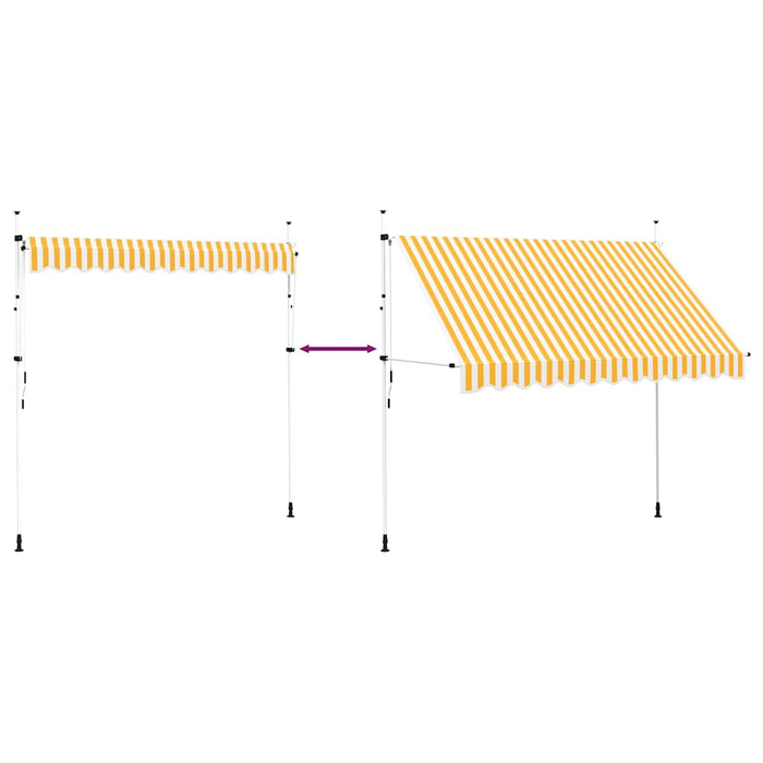 Tenda da Sole Retrattile Manuale 300cm Strisce Arancione Bianco cod mxl 7355