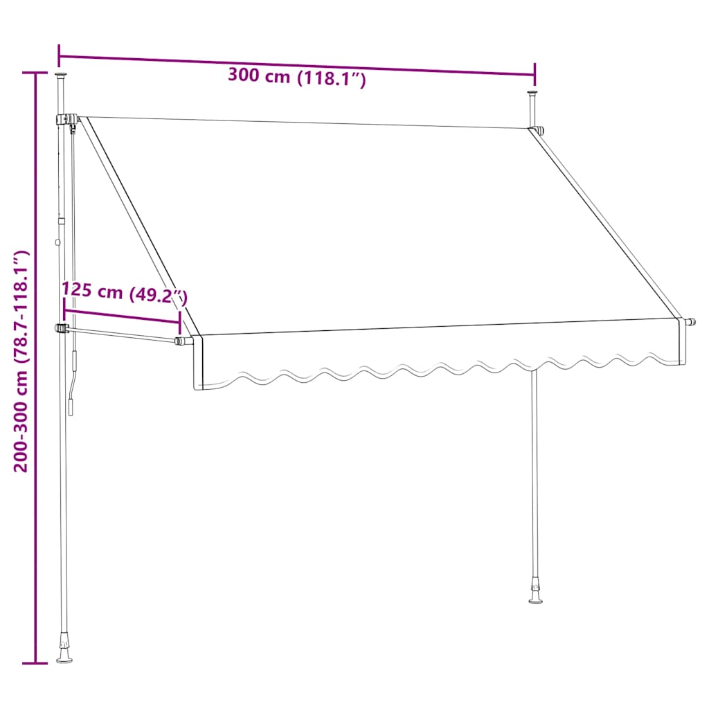 Tenda da Sole Retrattile Manuale 300cm Strisce Arancione Bianco 43234