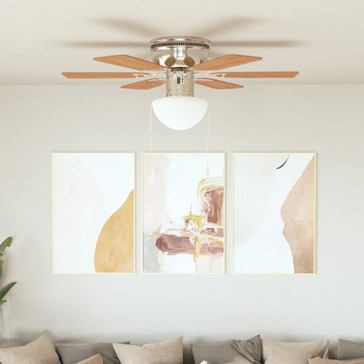Ventilatore da Soffitto Decorato con Luce 82 cm Marrone Chiaro 50536