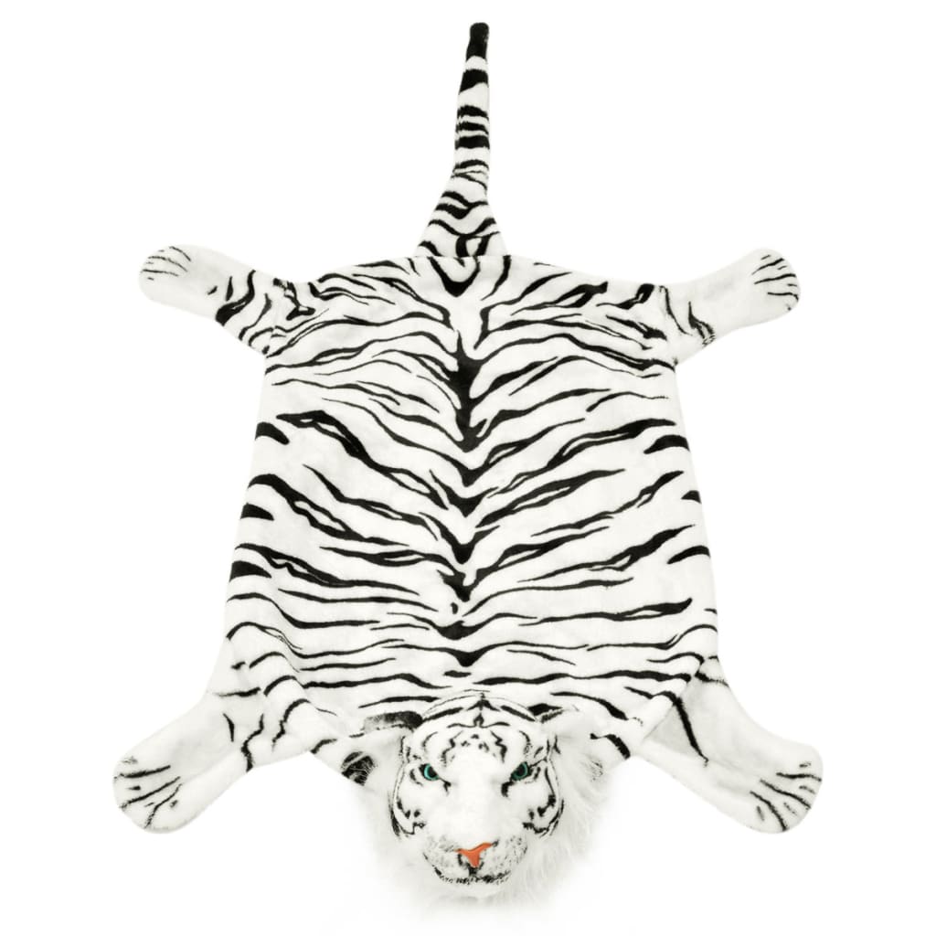Tappeto di Peluche a Forma di Tigre 144 cm Bianco 80169