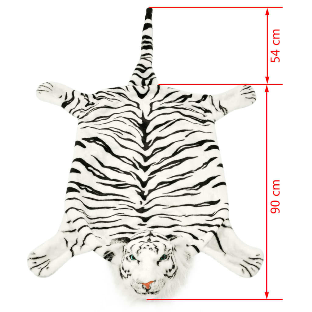 Tappeto di Peluche a Forma di Tigre 144 cm Bianco 80169