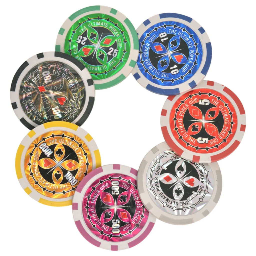 Set da Poker/Blackjack con 600 Chips Laser Alluminio 80186