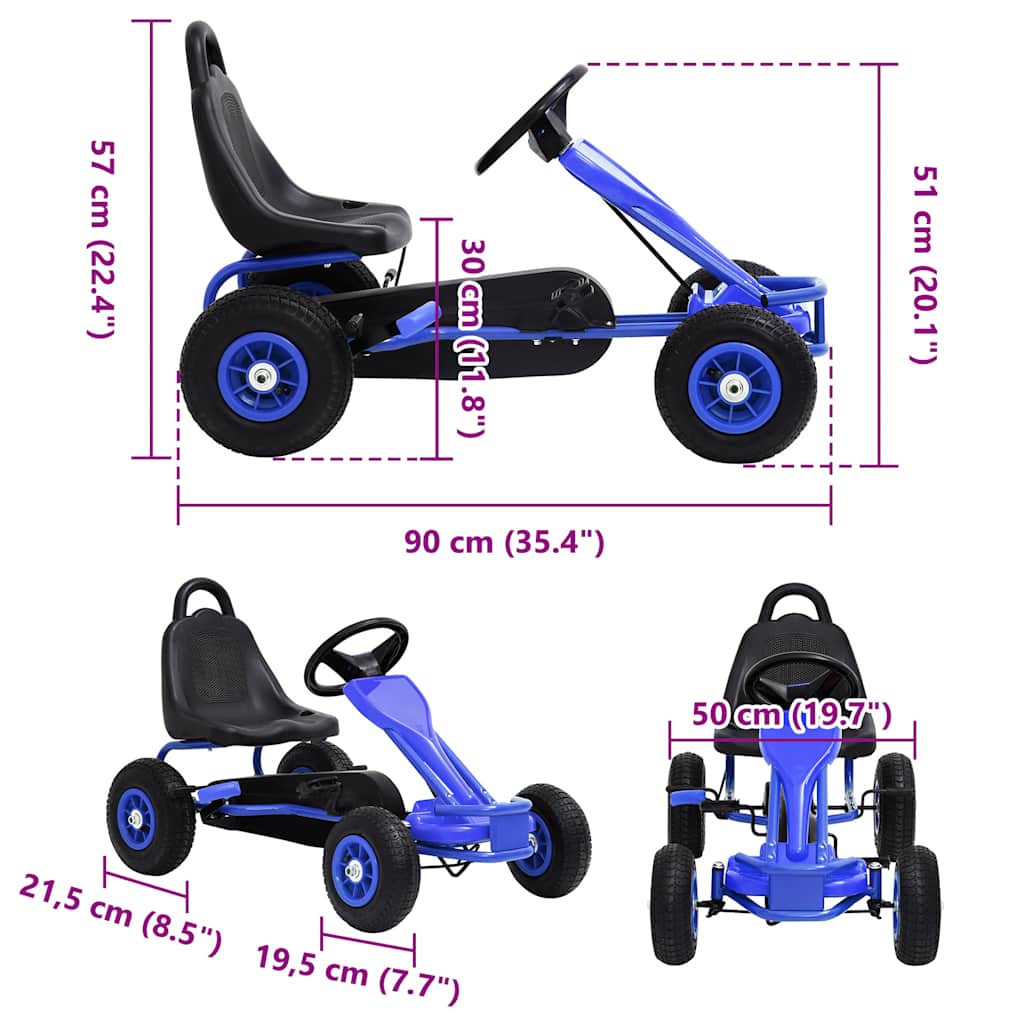 Go Kart a Pedali con Pneumatici Blu 80198