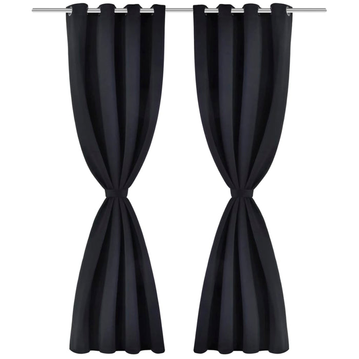 2 Pz Tende Oscuranti con Occhielli in Metallo 135x175 cm Nere 132199