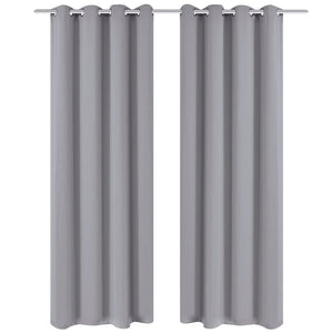 2 Pz Tende Oscuranti con Occhielli in Metallo 135x175 cm Grigiecod mxl 95056