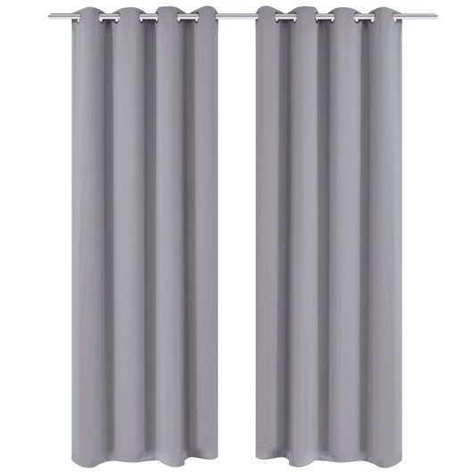 2 Pz Tende Oscuranti con Occhielli in Metallo 135x175 cm Grigiecod mxl 95056