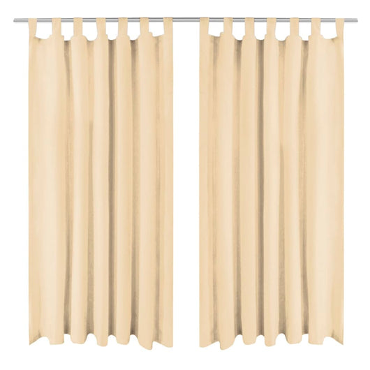 Tende in Micro Raso 2 pz con Passanti 140x245 cm Beige cod mxl 77601