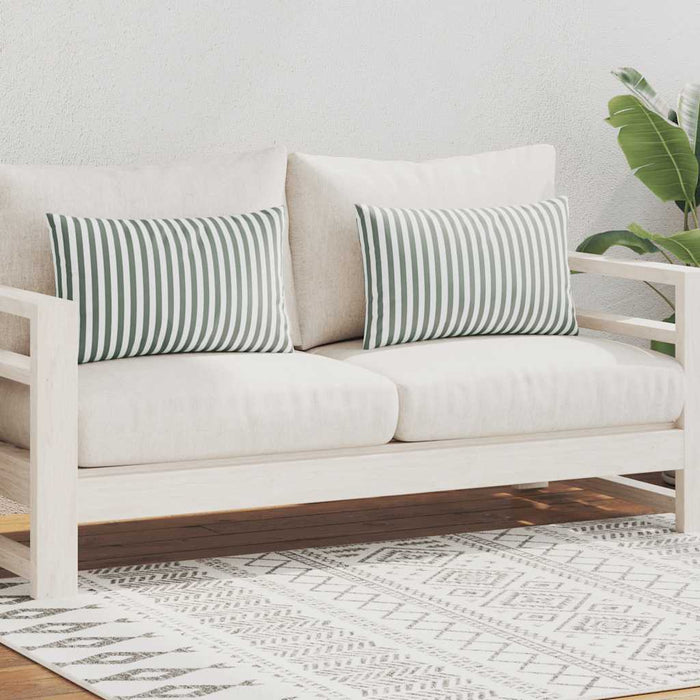 Cuscini da Esterno 2 pz Stampa a Righe 60x40 cm Grigi 132311