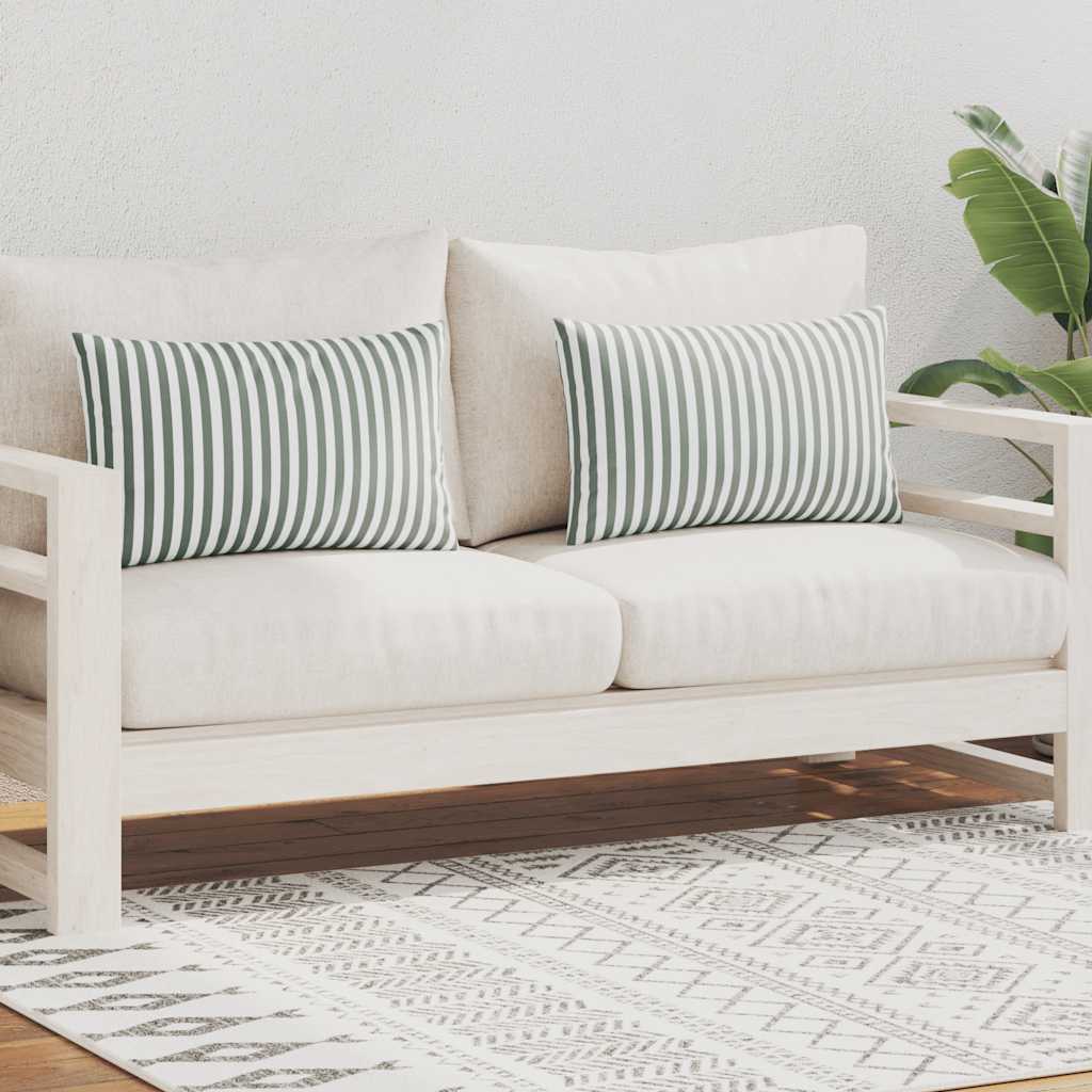 Cuscini da Esterno 2 pz Stampa a Righe 60x40 cm Grigi cod mxl 46362
