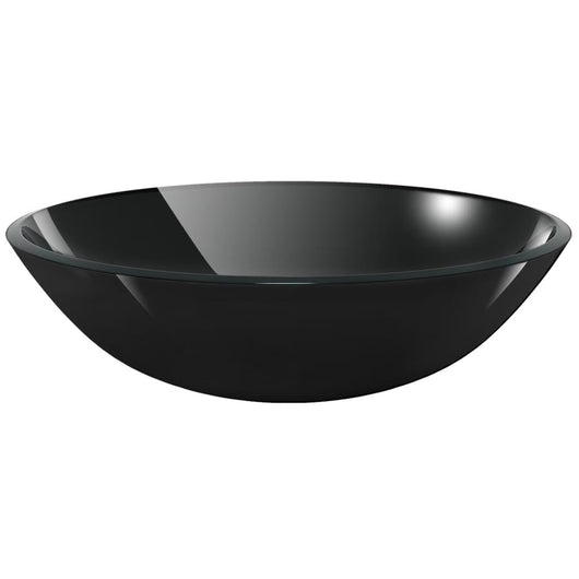 Lavandino in Vetro-Lavabo-Lavello Temperato 42 cm Nero