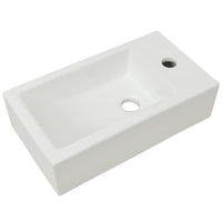 Lavandino-Lavello con Foro Rubinetto Rettangolare Ceramica 46x25,5x12cm