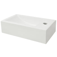 Lavandino-Lavello con Foro Rubinetto Rettangolare Ceramica 46x25,5x12cm
