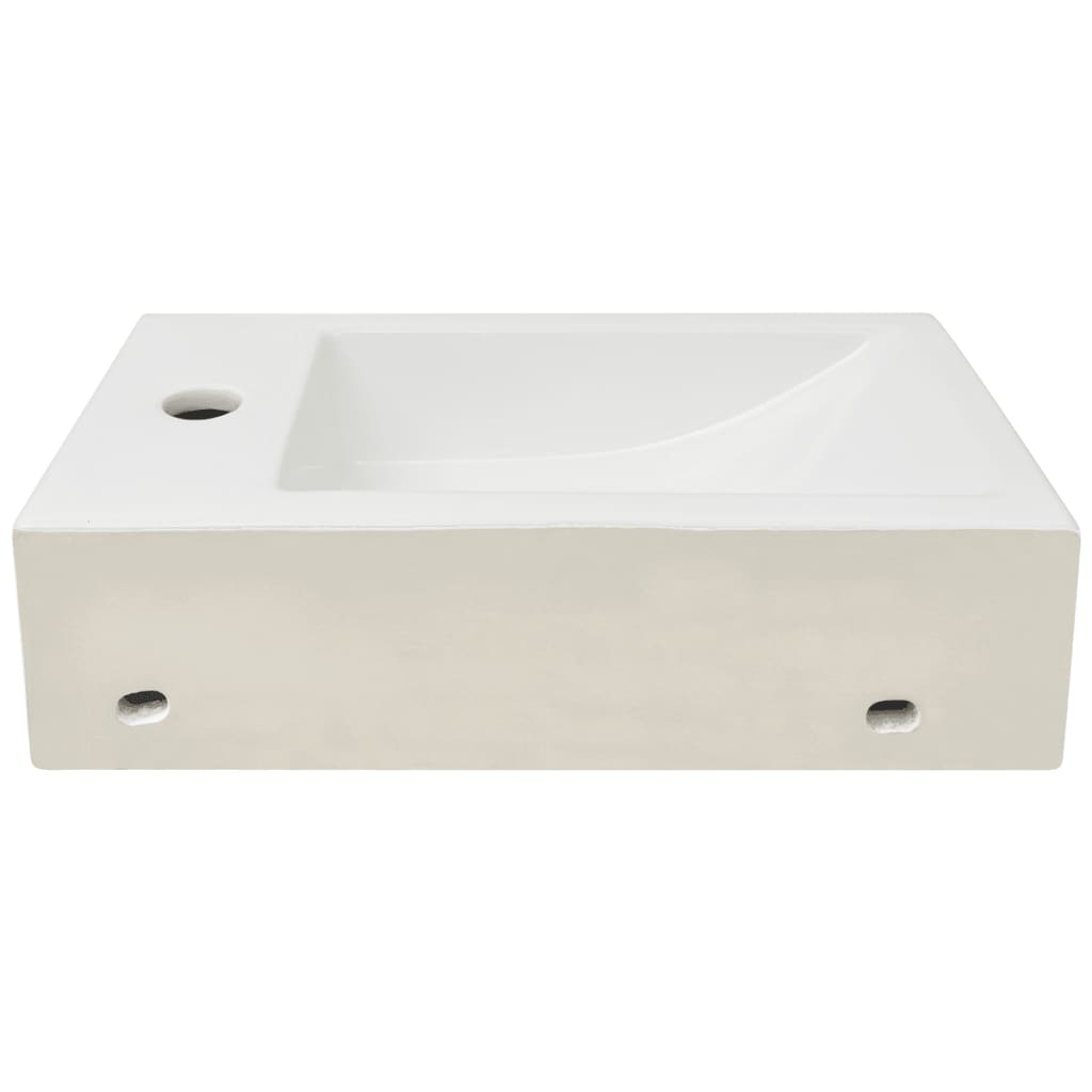 Lavandino-Lavello con Foro Rubinetto Rettangolare Ceramica 46x25,5x12cm
