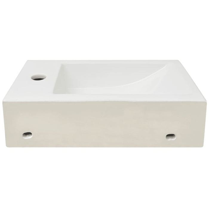 Lavandino-Lavello con Foro Rubinetto Rettangolare Ceramica 46x25,5x12cm