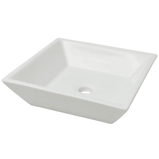 Lavabo quadrato in ceramica 41,5 cm lavabo da appoggio bagno bianco 02_0002531