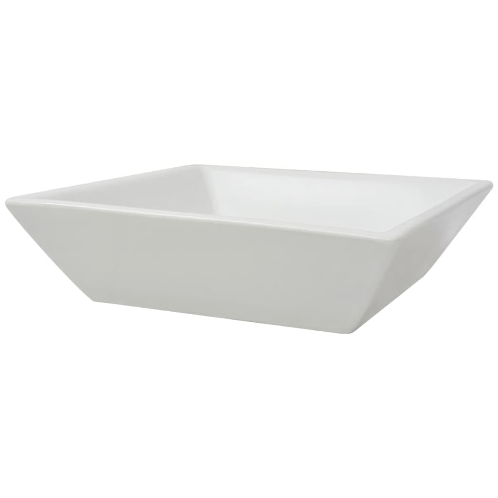 Lavabo quadrato in ceramica 41,5 cm lavabo da appoggio bagno bianco 02_0002531