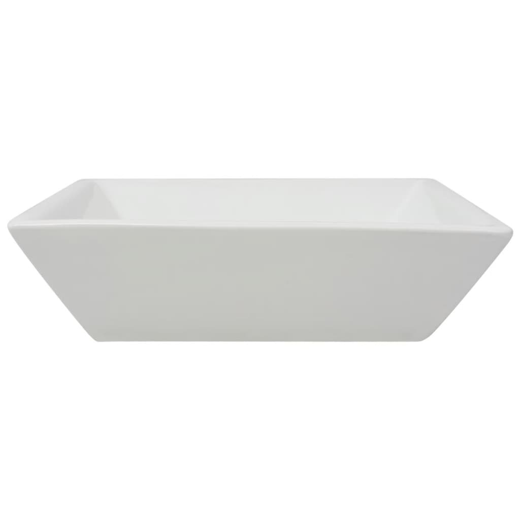 Lavabo quadrato in ceramica 41,5 cm lavabo da appoggio bagno bianco 02_0002531