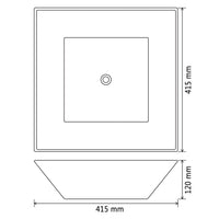Lavandino-Lavello Quadrato in Ceramica Bianca 41,5x41,5x12 cm