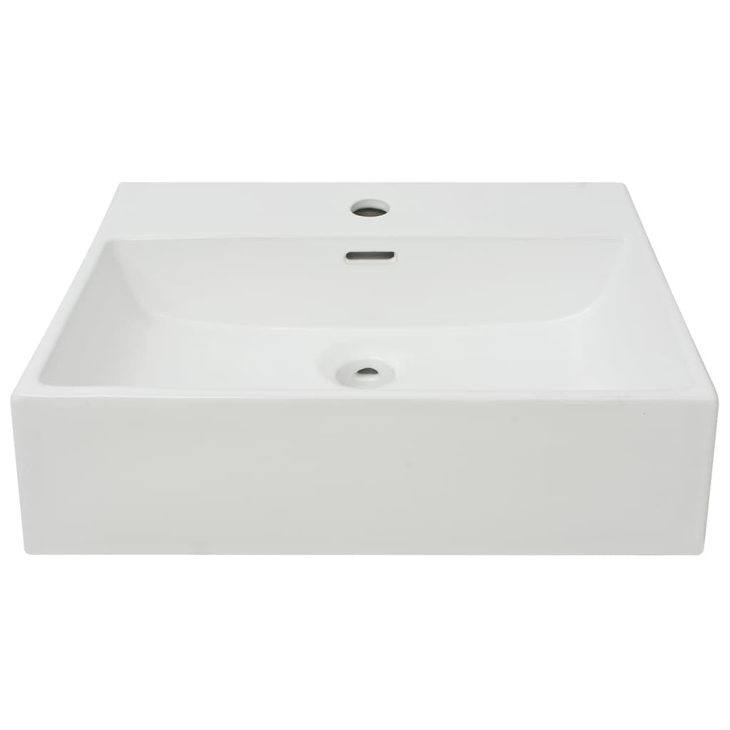 Lavandino con Foro Rubinetto in Ceramica Bianca 51,5x38,5x15 cm 142346