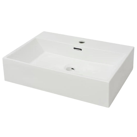 Lavabo lavabo con rubinetto in ceramica foro 60,5 cm bianco 02_0002534