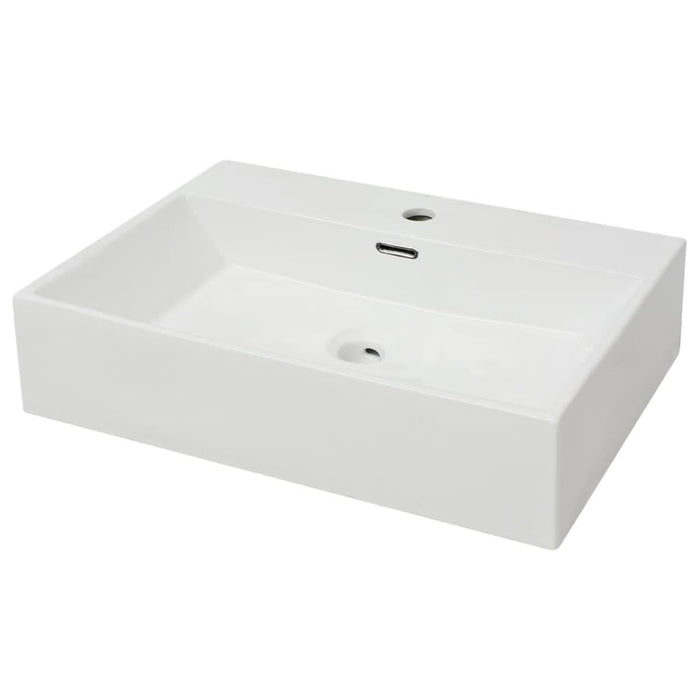 Lavabo lavabo con rubinetto in ceramica foro 60,5 cm bianco 02_0002534