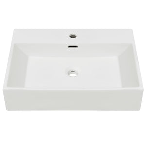 Lavabo lavabo con rubinetto in ceramica foro 60,5 cm bianco 02_0002534
