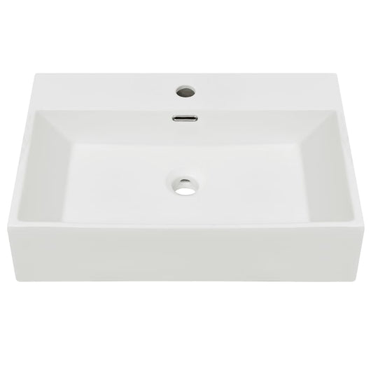 Lavabo lavabo con rubinetto in ceramica foro 60,5 cm bianco 02_0002534