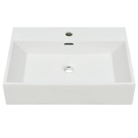 Lavandino con Foro Rubinetto Ceramica Bianca 60,5x42,5x14,5 cm 142347