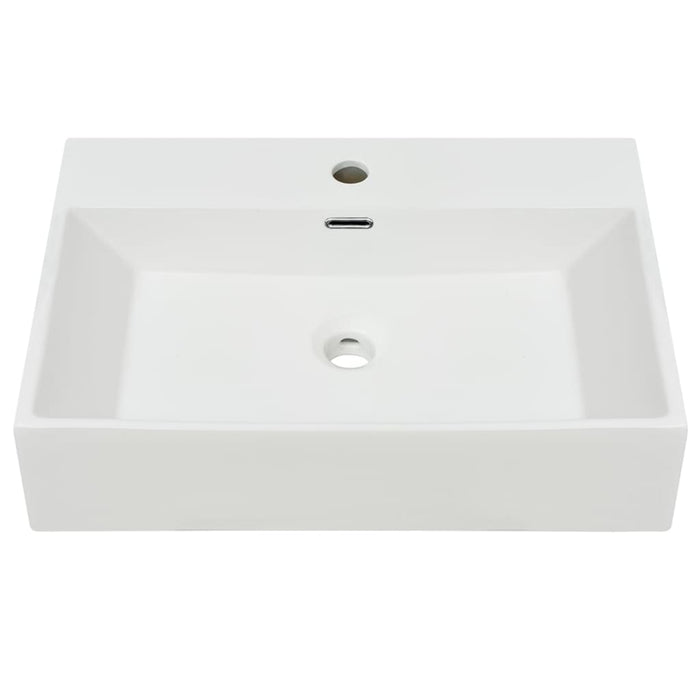 Lavandino con Foro Rubinetto Ceramica Bianca 60,5x42,5x14,5 cm 142347