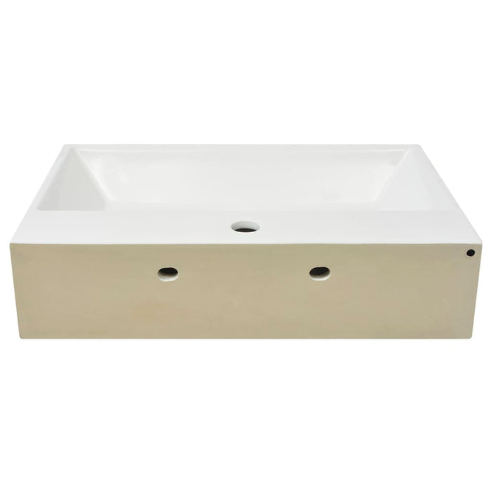 Lavandino con Foro Rubinetto Ceramica Bianca 60,5x42,5x14,5 cm 142347