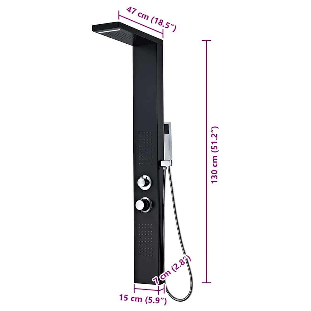 Sistema Pannello Doccia in Alluminio Nero Opaco 142373