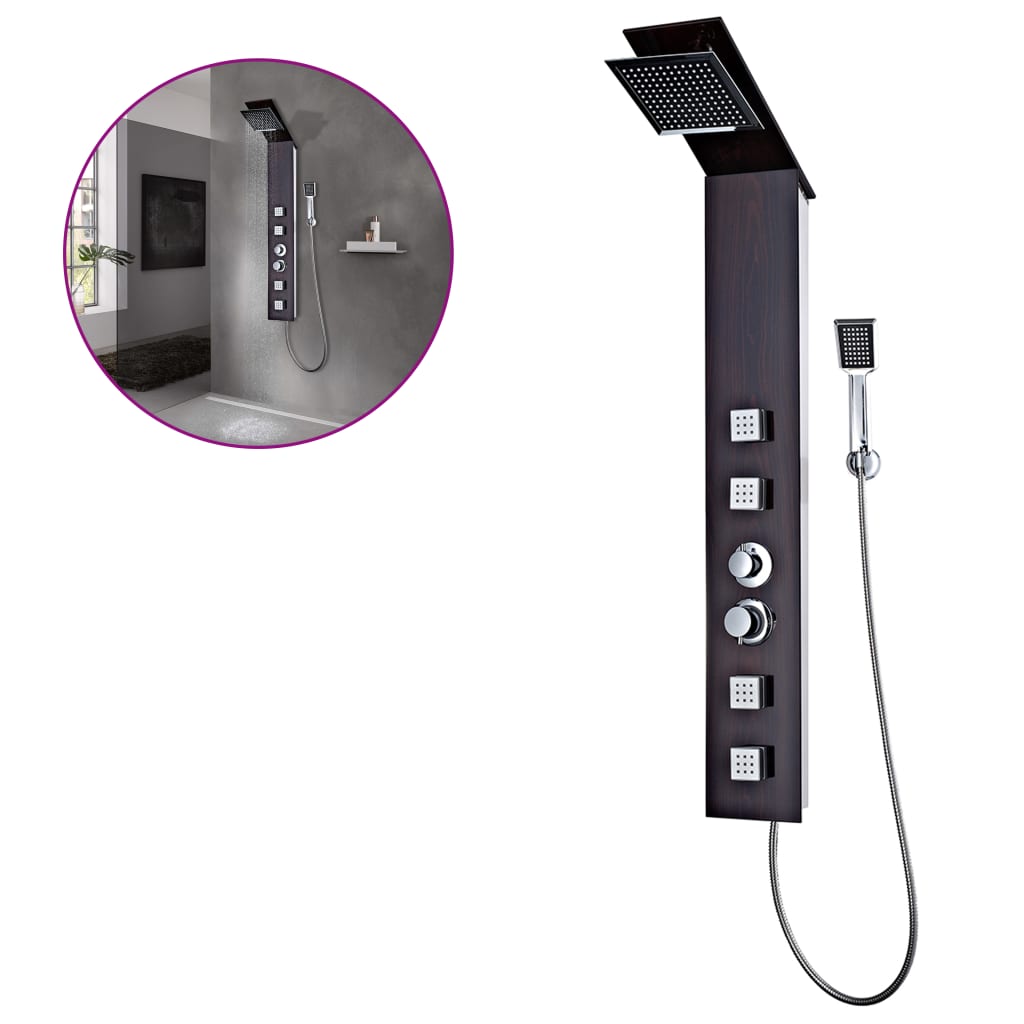 Sistema pannello doccia doccetta bagno WC vetro marrone 02_0003121