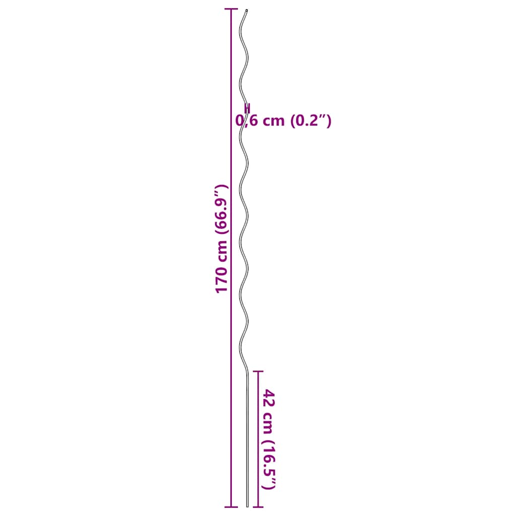20 pz Supporti a Spirale per Piante 170 cm in Acciaio Zincato 142414