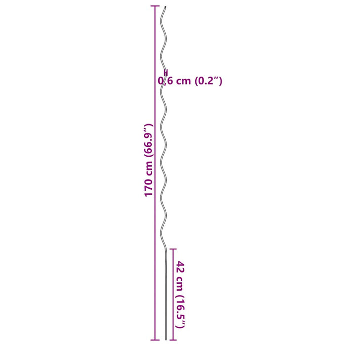 20 pz Supporti a Spirale per Piante 170 cm in Acciaio Zincato 142414
