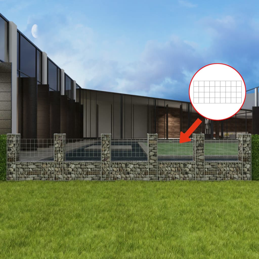 Gabbione in Rete ad U in Acciaio Zincato 570x20x100 cm 142547