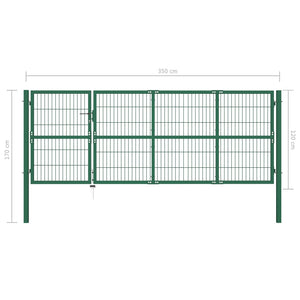 Cancello di Recinzione con Paletti 350x120 cm in Acciaio Verde cod mxl 74175
